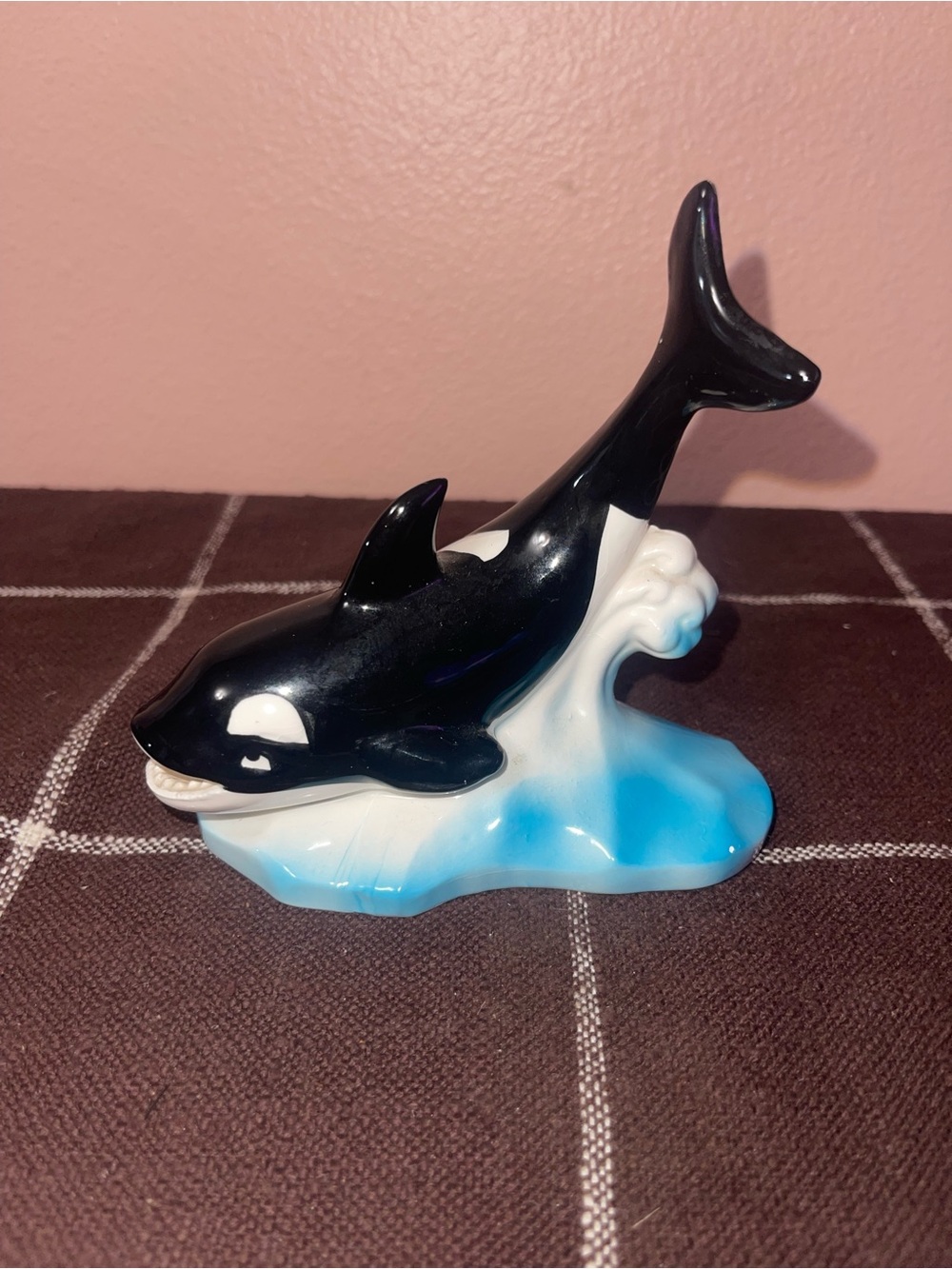 Orca Killer Whale Norcrest Resin Figurine Wave Base Nautical Statue Korea Vtg
